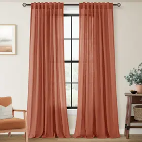 Jo-hfm-bdcl-terracotta-5286 Jolilight 86 Inch Linen Terracotta Curtains 2 Panels For Living Room Back Tab Light Fil