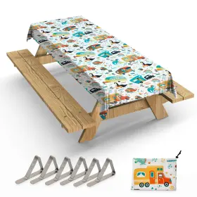 Jctbc-105l-dn Jolly Camper Extra Thick Camping Tablecloth With Clips And Storage Bag Picnic