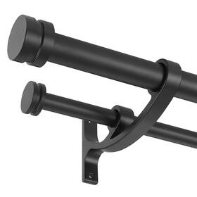 Joodxoe Jd-026 Double Drapery Curtain Rods 72-144 Inch Telescoping Rod With 1inch La