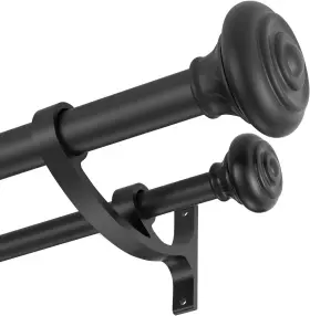 72-144 Joodxoe Jd-047 Double Curtain Rods 72-144inch Telescoping Drapery Inch Matte Black