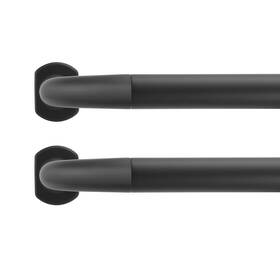 Joodxoe Jd-084 2 Pack 1inch Diameter Wrap Around Curtain Rods 28-48inch 28-48 Inch Matte Black