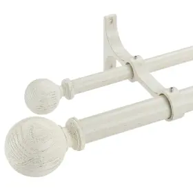 Jd-144 Joodxoe White Wood Grain Window Rods Double Curtain Rod 36-72 Inch Telescoping Length