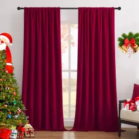 Joydeco 810168344157 Red 100% Blackout Curtains 96 Inch 2 Panels Luxury Thermal Velve