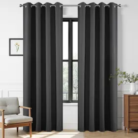 Jd21001 Joydeco Grey Curtains 84 Inch Long Room Divider Blackout For Bedroo
