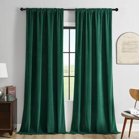 Joydeco Jd21011-ggrn-96 Dark Green Velvet Curtains 96 Inch Length 2 Panels Burg Set Luxury R