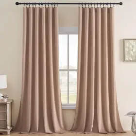 Jd21011-rb-120 Joydeco Velvet Curtains Rose Beige Blackout Thermal Insulated 120 Inch