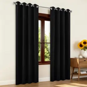 Jd21018-bl-95 Joydeco Blackout Curtains For Bedroom 95 Inch Black With Grommets