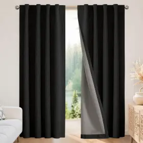 Jd21020-blk-96 Joydeco Blackout Curtains 96 Black Thermal Insulated Room Darkening 2 Panels