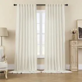 Jd21021-iw-108 Joydeco Curtains 108 Inches Long 2 Panels Set Farmhouse Drapes For Living