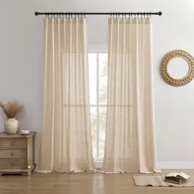 Jd21036-eu-108 Joydeco Linen Curtains 108 Inch Length 2 Panel Sets Light Filtering