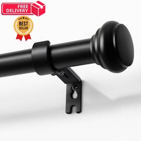 Joydeco Jd24002-bl-32-88 Black Curtain Rod Adjustable 32-88 Inches 1 Inch Diameter 32 -88