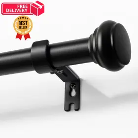 Jd24002-bl-32-88 Joydeco Black Curtain Rod Adjustable 32-88 Inches 1 Inch Diameter 32 -88