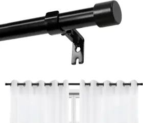 Jd24004-bl-32-240 Joydeco Adjustable Black Curtain Rods Set 32 Inch To 240 Pure