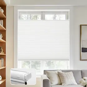 Sc0030-wh-34-64 Joydeco No Tools Drill Blinds For Indoor Windows Cordless Window C