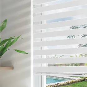 Sc03-owh-27-v2 Joydeco Cordless White Zebra Blinds For Windows 27 Inch Wide Corded Dual Laye