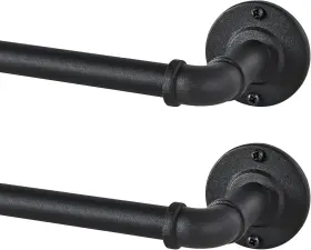 Clg-16flst-3345h Joyultra 2 Pack Industrial Curtain Rods For Windows 28 To 48 Inches 33-45 Inch Black