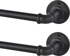 Clg-16flst-3575h Joyultra 2 Pack Industrial Curtain Rods For Windows 48 To 84 Inches 35-75 Inch Black