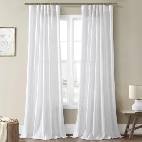 Jw16ymbtcd5284pb Joywell White Semi Sheer Linen Curtains 84 Inches Long Hook Belt Pleated Back