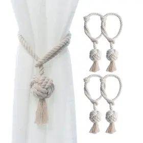 Jqwupup 761895979146 4 Pack Rustic Curtain Tiebacks - Decorative Outdoor Drapery Holdbacks