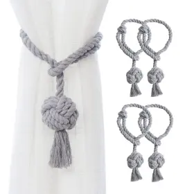 Jqwupup 761895979153 4 Pack Rustic Curtain Tiebacks - Decorative Outdoor Drape Drapery Holdbacks H
