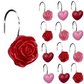 Juephe 747607227507 Set Of 12 Decorative Shower Curtain Hooks Valentines Day Stainless Steel Rust