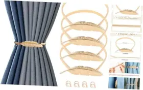 546-curtain Juleasel 4 Pack Gold Curtain Tiebacks Metal No Drill Feathers