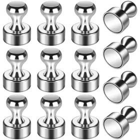 D12x16 Junarter 12pack Metal Brushed Nickel Magnets - Whiteboard And Fridge Perfect Fo