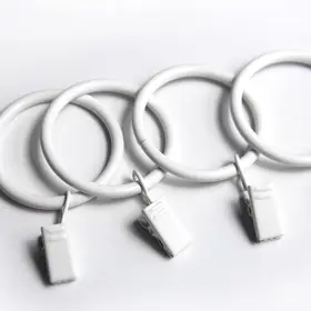 Kaiy 313113872830 Set Of 14 White Iron Metal Curtain Rings With Clips Drapery Hooks