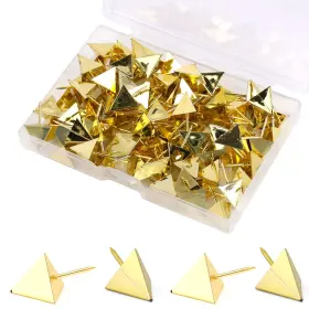 Kalione-547388 Kalione 1-us 100 Pcs Gold Thumb Tacks Decorative Triangle-shaped Push Pins With Steel Poi