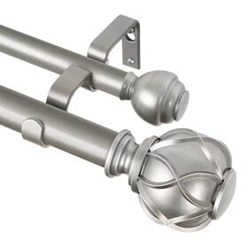 Kamanina 010010843 1 Inch Double Curtain Rods For Windows 36 To 36-72 Antique Silver