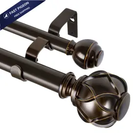 010020882 Kamanina 1 Inch Double Curtain Rods 72 To 144 Inches 72-144 Antique Bronze