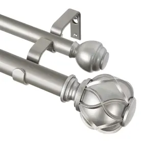 010020886 Kamanina 1 Inch Double Curtain Rods For Windows 72 To 72-144 Antique Silver