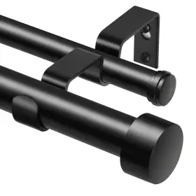 010200769 Kamanina 1 Inch Double Curtain Rods 66 To 120 Inches 5.5-10 66-120 Black