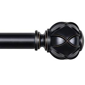 Kamanina 010310467 Curtain Rods For Windows 48 To 84 Inch Black Heavy 48-84