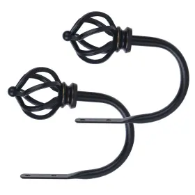 Kamanina 602299687490 Decorative Curtain Drapery Holdbacks Twisted Cage Finials Black 1 Pair/2 Pac