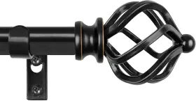 Ka-010030009 Kamanina Curtain Rods For Windows 66 To 120 Inch 3/4 66-120 Black