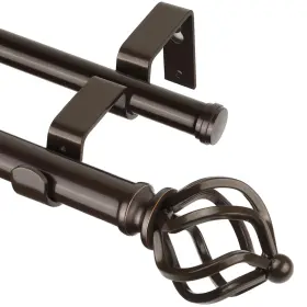 Kb-060100210-us-f1 Kamanina Double Curtain Rod 72 To 144 Inches 6-12 Feet Antique Bronze Curtai