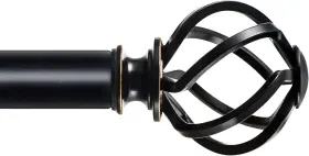 Tw-010010017-kam-us-f1 Kamanina 1 Inch Curtain Rod Single Drapery 36 To 72 36-72 Black