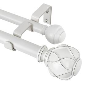 Kamanina Tw-010010067 1 Inch Double Curtain Rods For Windows 36 To 72 36-72 Ivory White
