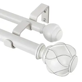 Tw-010010067 Kamanina 1 Inch Double Curtain Rods For Windows 36 To 72 36-72 Ivory White