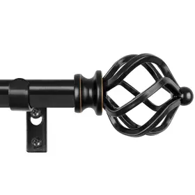 Tw-010310374-us-f1 Kamanina Black Curtain Rods For Windows 48 To 84 Inch Adjustable Single Curt
