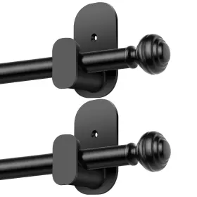 Tw-010330784-us-f1 Kamanina No Drill Curtain Rods For Windows 32 To 58 32-58 Inch 2pack Black