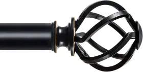 Tw-010340547-us-f1 Kamanina Black Curtain Rod For Windows 66 To 120 66-120 Inch