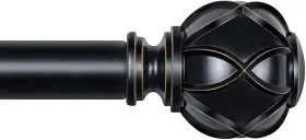 Tw-010350542-us-f1 Kamanina Black Curtain Rod For Windows 72 To 144 Inches 72-144 Inch