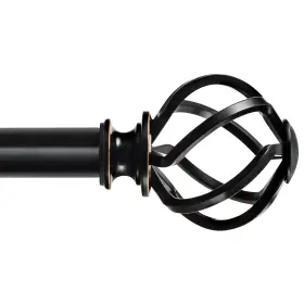 Tw-010380730-us-f1 Kamanina Black Curtain Rod For Windows 66 To 120 Inch 66-120