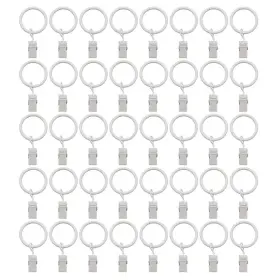 Karier 600984941001 40 Pack White Curtain Rings With Clips 1 Inch Interior Diameter Clip Ri
