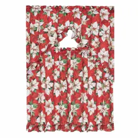 Kashi Home 815634025264 3 Pc Ruffled Swag Valance And Tiers Christmas Decorative Kitchen Curtain Set