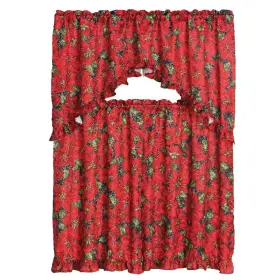 Kashi Home 815634025288 3 Pc Ruffled Swag Valance And Tiers Christmas Decorative