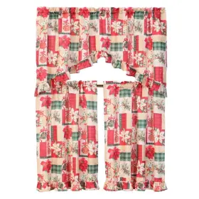 Kashi Home 815634044340 3 Pc Ruffled Swag Valance And Tiers Christmas Decorative