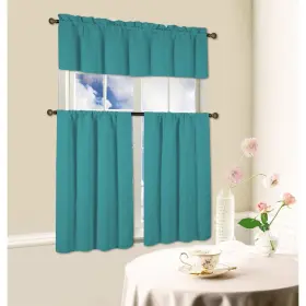 Kashi Home 815634051478 3 Piece Blackout Energy Efficient Rod Pocket Window Treatment Kitchen Curtain